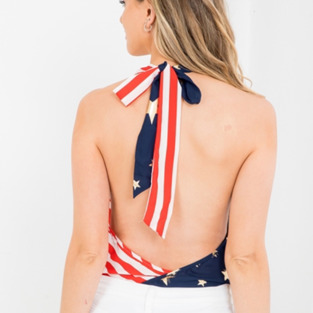 NAVY RED STARS & STRIPES BODYSUIT - Picture 6 of 8